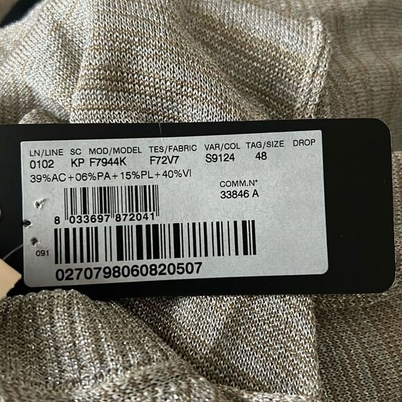 Dolce & Gabbana (Made in Italy) Knit Top, Metallic Tan Silver, NWT, Size 48 - Picture 8 of 9